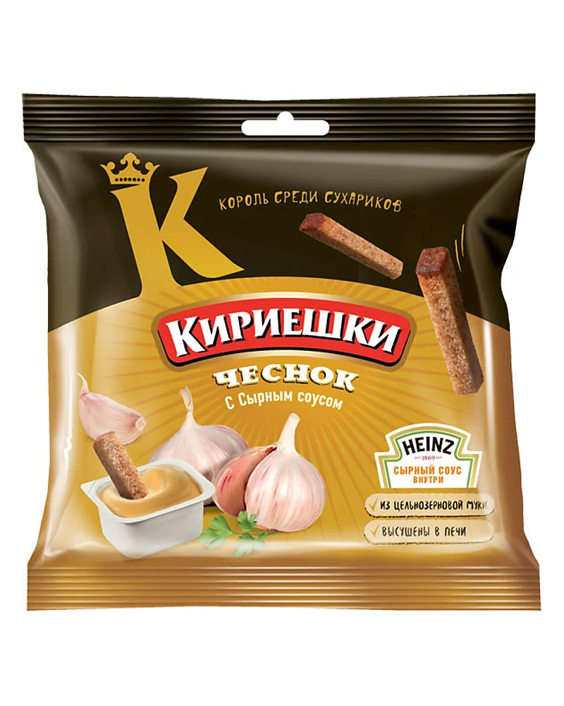 Кириешки Ржаные Чеснок с сырным соусом (60 gr) изображение 1