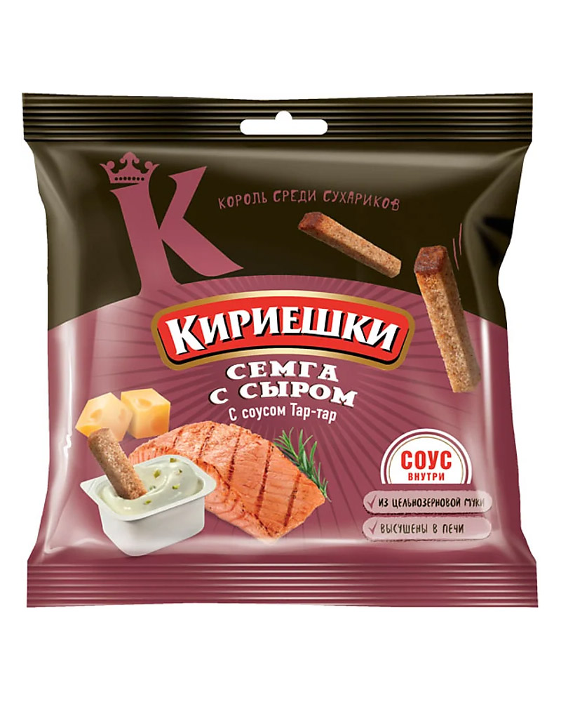 Кириешки Ржаные Семга с сыром с соусом Тар-Тар (60 gr) изображение 1