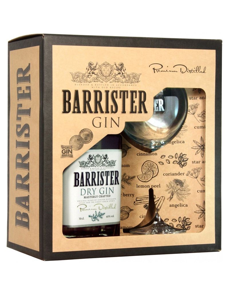 Джин Barrister Dry Gin 40% + 1 Glass (0,7L) изображение 1