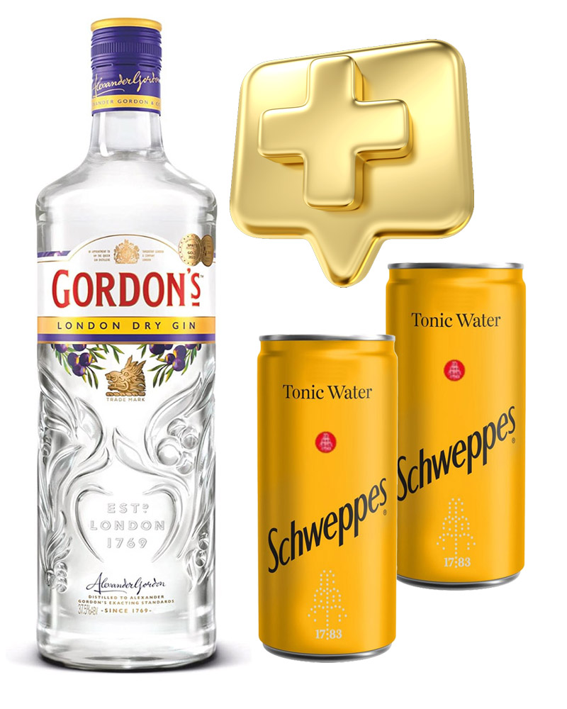 Джин Gordon`s Dry Gin 37,5% + Schweppes 2 pcs (0,7L) изображение 1