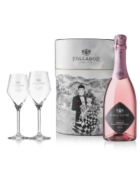 фото Игристое вино Follador Laelia Prosecco Treviso Rose Brut Millesimato + 2 Glass 11% Hat Box (0,75L)