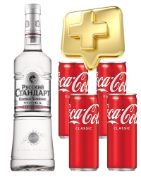 фото Водка Русский Стандарт Platinum 40% + Coca-Cola 4 pcs (0,5L)